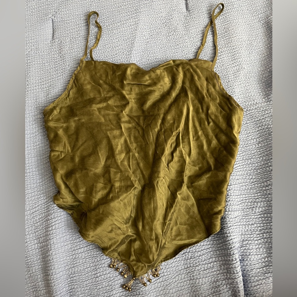 Victoria’s Secret Vintage Silk Beaded Tie Cowl Neck Top